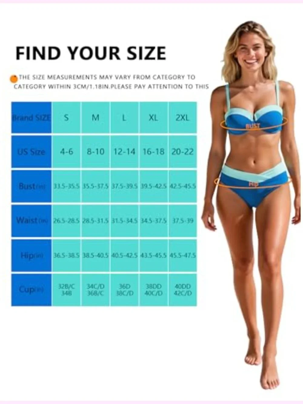 High Waisted Push Up Bikini Set with Underwire Tummy Control